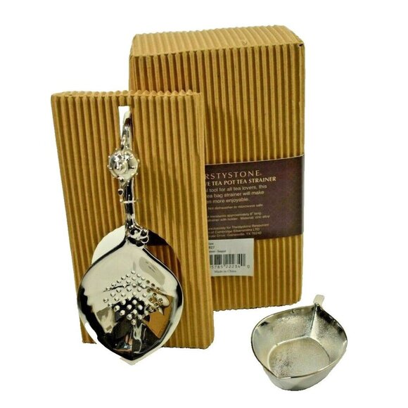 ThirstyStone Decorative TeaPot Tea Leaf or Bag Strainer Zinc Alloy New in Box - Picture 1 of 3